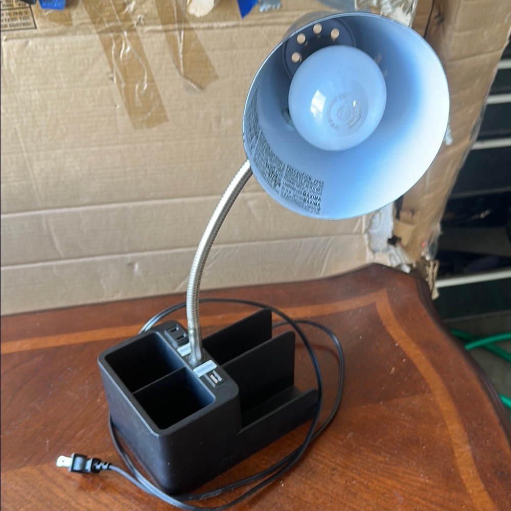 2/$20 Room Essential Black Desk Lamp and Organizer w/ USB and Outlet